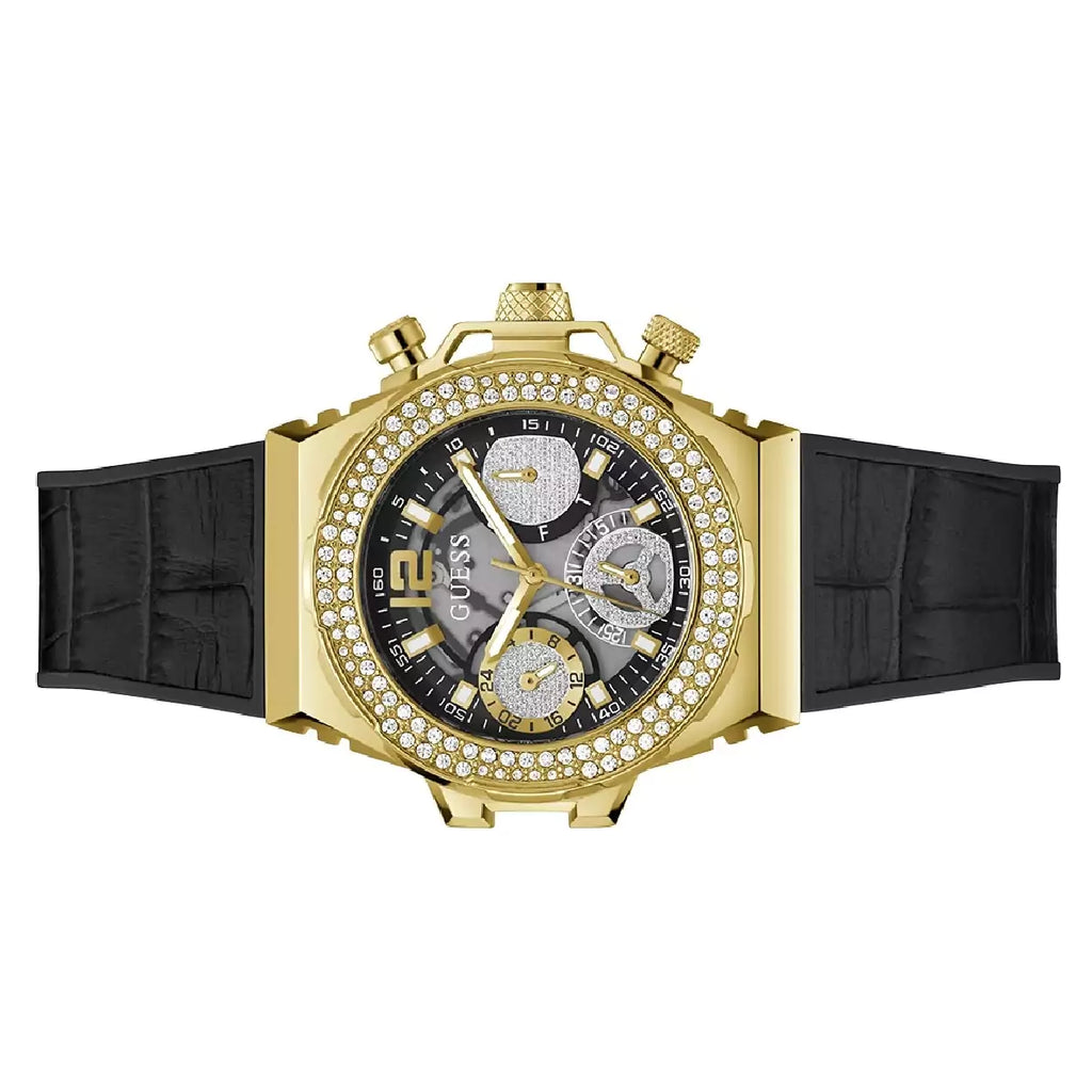 Guess Fusion Chronograph Black Dial Black Leather Strap Watch For Women - GW0553L4 Buy Now By Guess