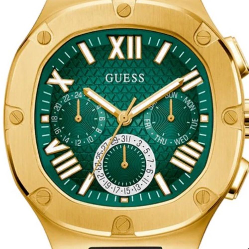 Guess Headliner Multifunction Green Dial Black Silicone Strap Watch For Men - GW0571G3 Buy Now By Guess