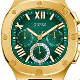 Guess Headliner Multifunction Green Dial Black Silicone Strap Watch For Men - GW0571G3 Buy Now By Guess