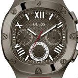 Guess Headline Multifunction Grey Dial Burgundy Silicone Strap Watch For Men - GW0571G4 Buy Now By Guess