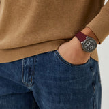 Guess Headline Multifunction Grey Dial Burgundy Silicone Strap Watch For Men - GW0571G4 Buy Now By Guess