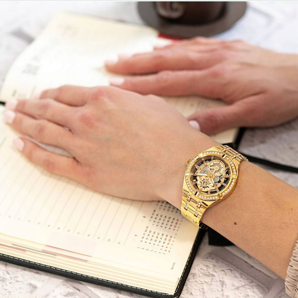Guess Allara Quartz Gold Dial Gold Steel Strap Watch For Women - GW0604L2 Buy Now By Guess