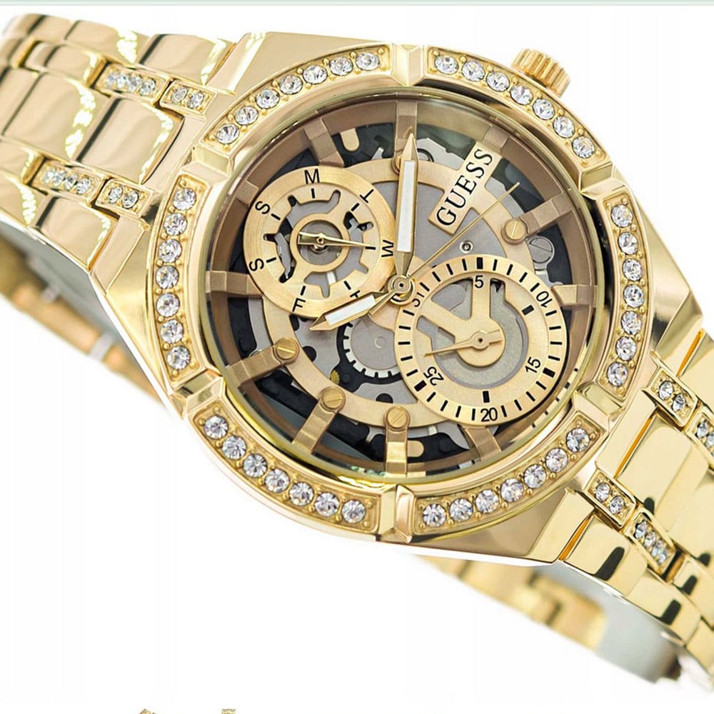 Guess Allara Quartz Gold Dial Gold Steel Strap Watch For Women - GW0604L2 Buy Now By Guess