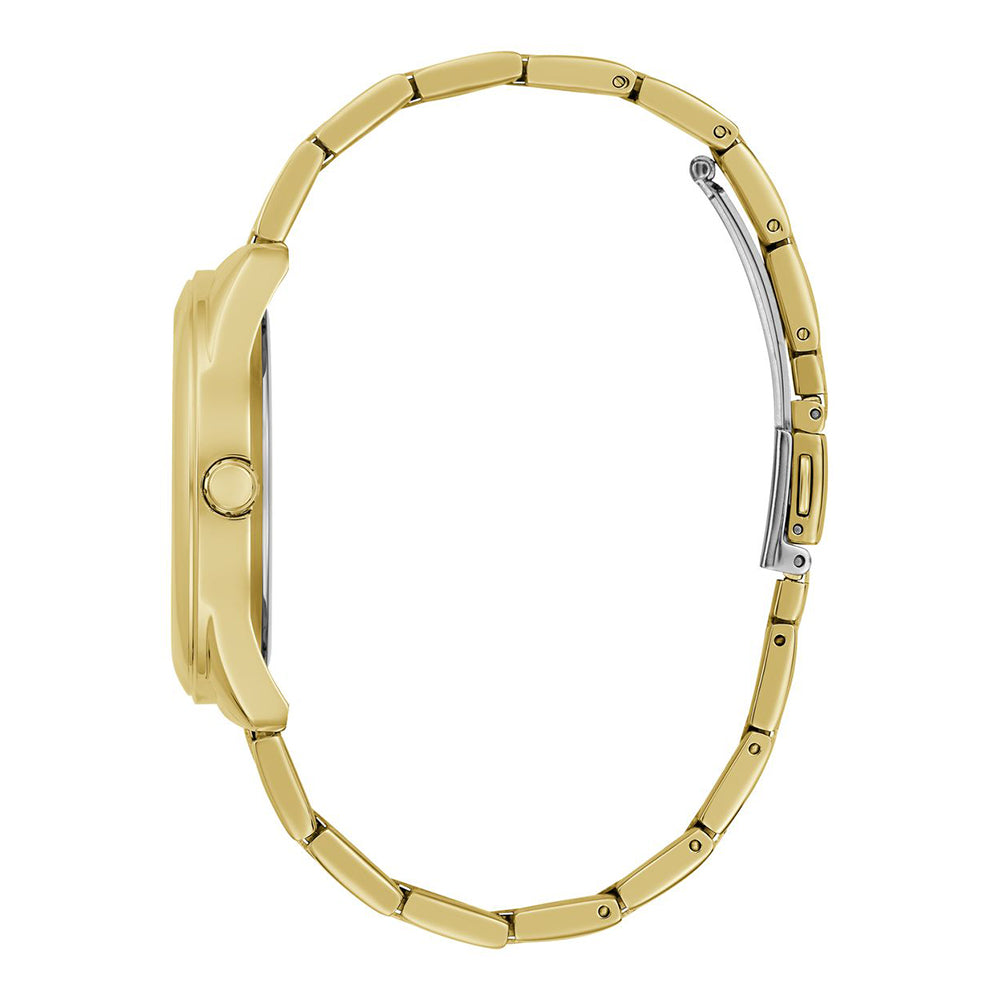 Guess Cubed Analog Gold Dial Gold Steel Strap Watch For Women - GW0606L2 Buy Now By Guess