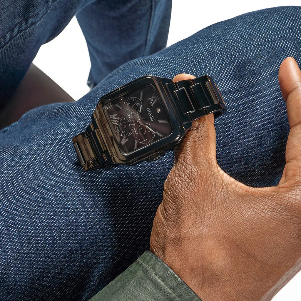 Guess Integrity Analog Black Dial Black Steel Strap Watch for Men - GW0631G2 Buy Now By Guess