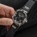 Guess Duke Crystals Black Dial Black Silicone Strap Watch For Men - GW0641G1 Buy Now By Guess