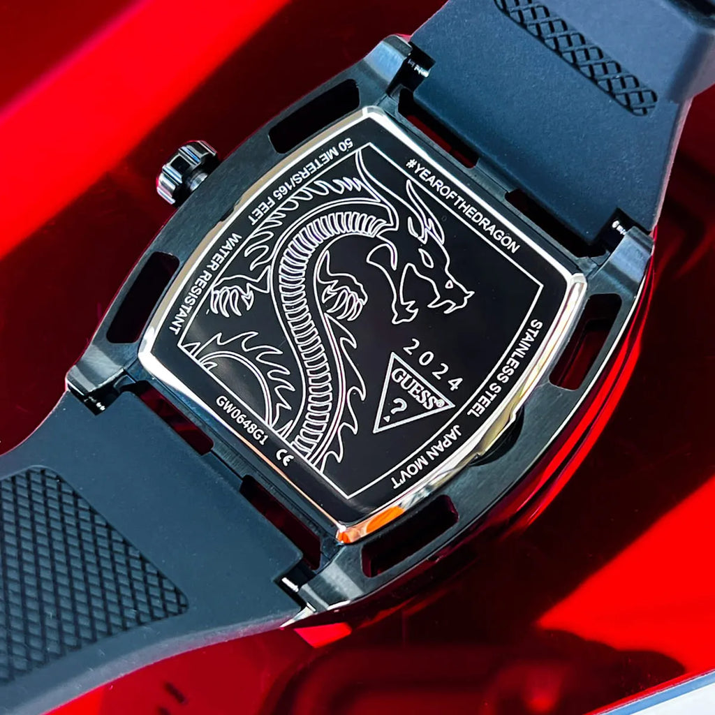 Guess Legend Analog Black Dial Black Rubber Strap Watch For Men - GW0648G1