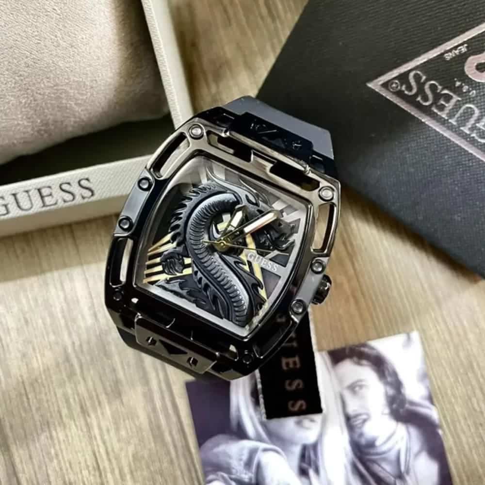 Guess Legend Analog Black Dial Black Rubber Strap Watch For Men - GW0648G1 Buy Now By Guess