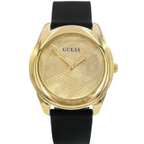 Guess Cubed Analog Gold Dial Black Silicone Strap Watch For Women - GW0665L1 Buy Now By Guess