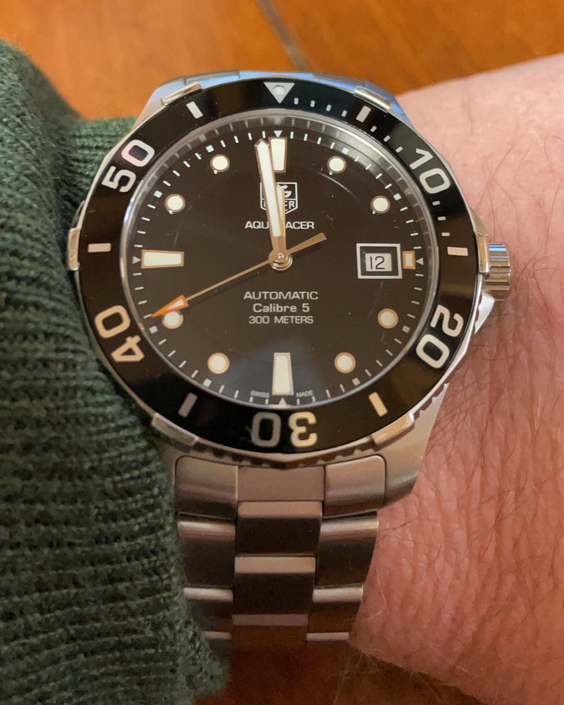 Tag Heuer Aquaracer Automatic Caliber 5 Black Dial Silver Steel Strap Watch for Men - WAN2110.BA0822 Buy Now By Tag Heuer