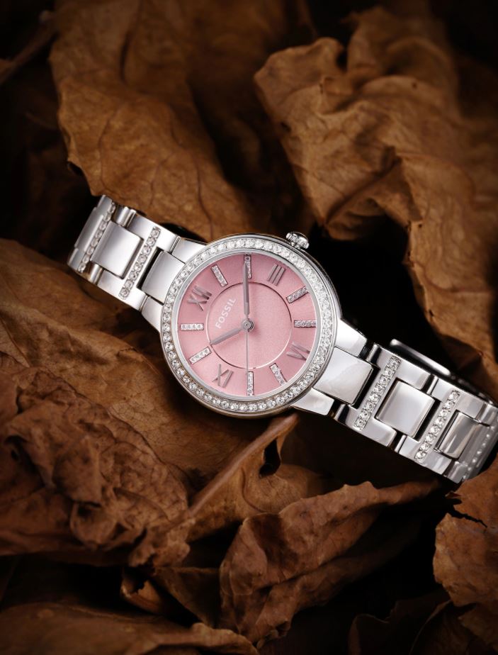 Fossil Virginia Pink Dial Silver Steel Strap Watch for Women - ES3504 Buy Now By Fossil