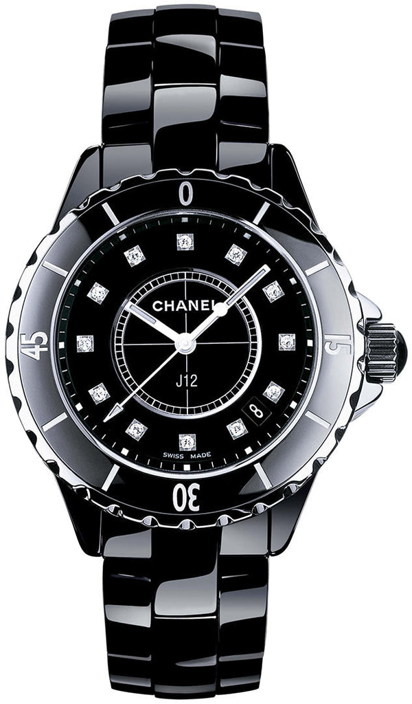 Chanel J12 Quartz Diamonds Black Dial Black Steel Strap Watch for Women - J12 H1625 Buy Now By Chanel