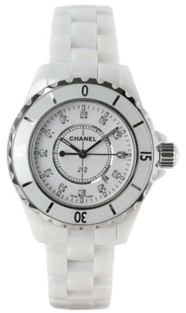 Chanel J12 Diamonds Ceramic White Dial White Steel Strap Watch for Women - J12 H1628 Buy Now By Chanel