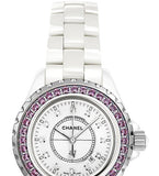 Chanel J12 Sapphire Bezel Ceramic White Dial White Steel Strap Watch for Women - J12 H2010 Buy Now By Chanel