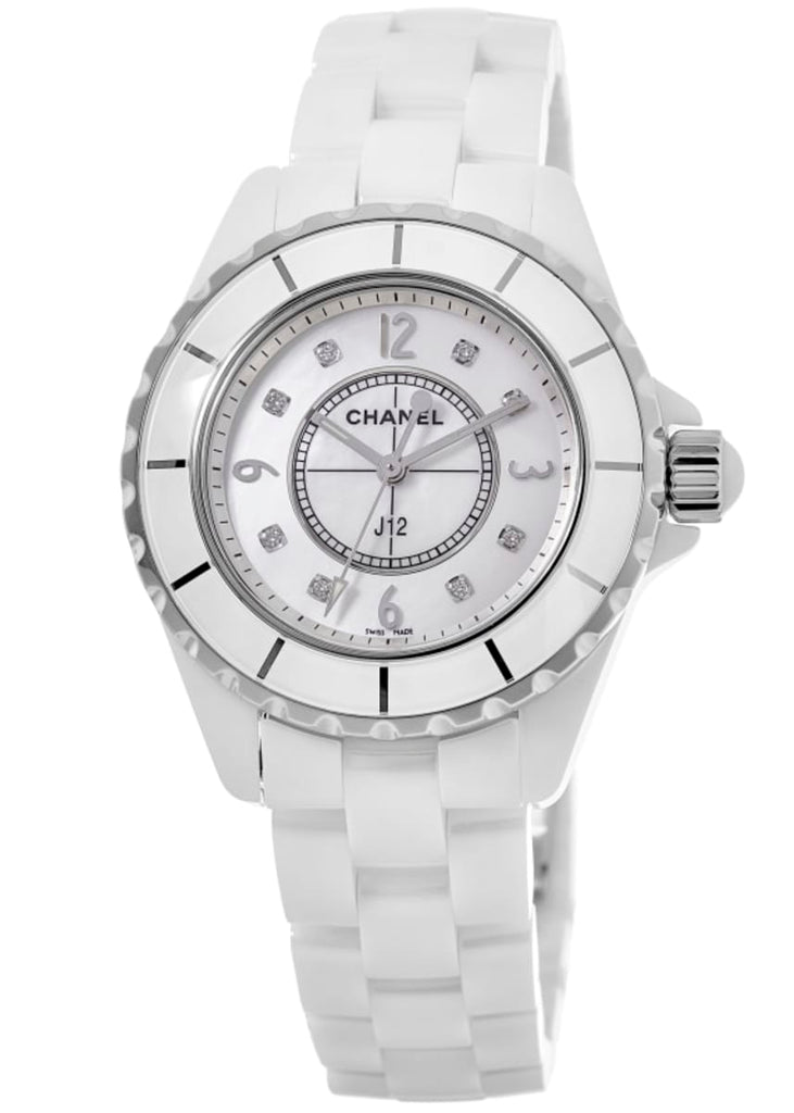 Chanel J12 Diamonds Quartz Ceramic White Dial White Steel Strap Watch for Women - J12 H2422 Buy Now By Chanel
