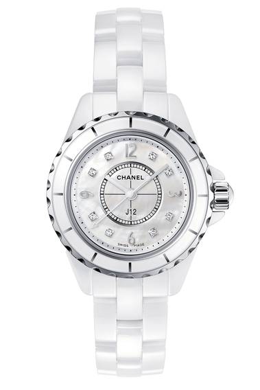 Chanel J12 Diamonds Quartz Mother of Pearl White Dial White Steel Strap Watch for Women - J12 H2570 Buy Now By Chanel