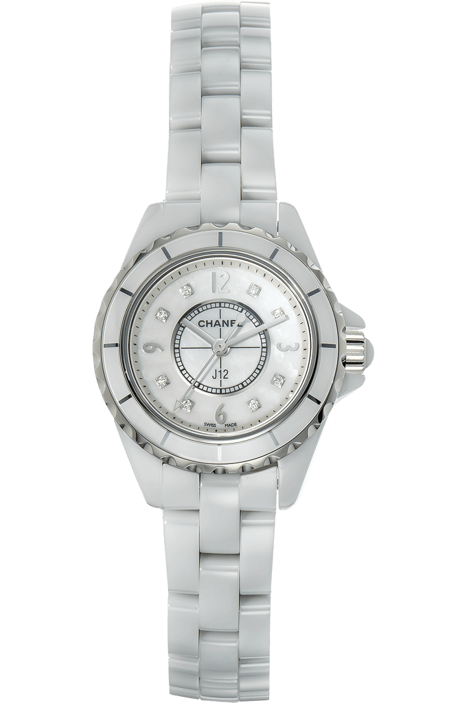 Chanel J12 Diamonds Quartz Mother of Pearl White Dial White Steel Strap Watch for Women - J12 H2570 Buy Now By Chanel