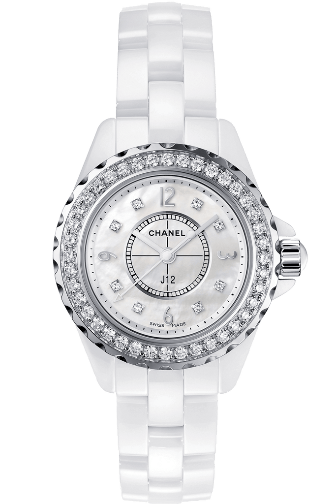 Chanel J12 Diamonds Quartz White Dial White Steel Strap Watch for Women - J12 H2572 Buy Now By Chanel