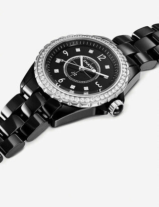 Chanel J12 Diamonds Ceramic Black Dial Black Steel Strap Watch for Women - J12 H3108 Buy Now By Chanel