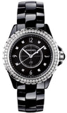 Chanel J12 Diamonds Ceramic Black Dial Black Steel Strap Watch for Women - J12 H3108 Buy Now By Chanel