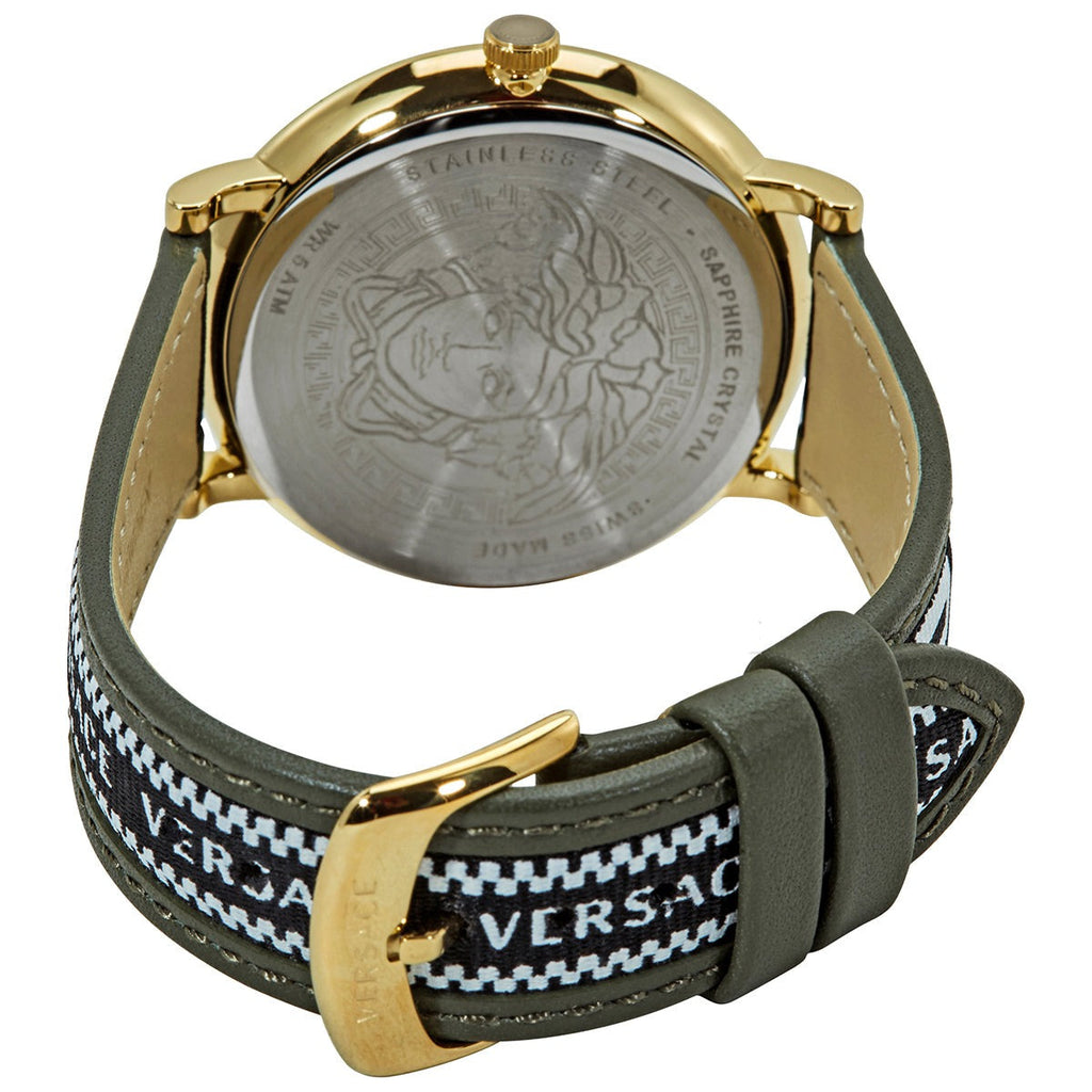 Versace V-Circle Quartz Green Dial Green Leather Strap Watch for Men - VEBQ01519 Buy Now By Versace