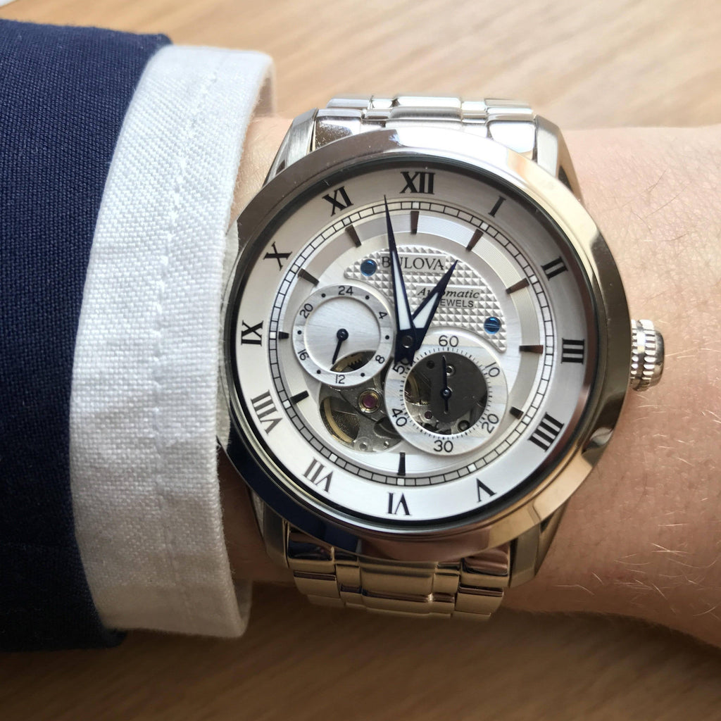 Bulova BVA Series Dual Aperture Silver Dial Silver Steel Strap Watch for Men - 96A118 Buy Now By Bulova