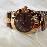 Marc Jacobs Amy Mother of Pearl Black Dial Rose Gold Steel Strap Watch for Women - MBM8610 Buy Now By Marc Jacobs