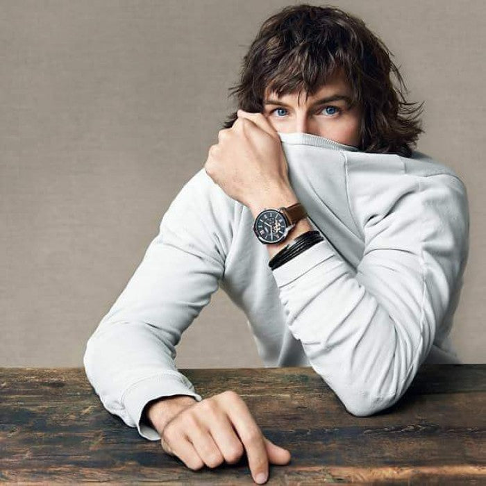 Fossil Townsman Automatic Black Dial Brown Leather Strap Watch for Men - ME3061 Buy Now By Fossil