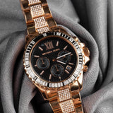 Michael Kors Everest Chronograph Black Dial Rose Gold Steel Strap Watch For Women - MK5875 Buy Now By Michael Kors