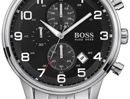 Hugo Boss Aeroliner Chronograph Black Dial Silver Steel Strap Watch For Men - 1512446 Buy Now By Hugo Boss