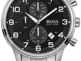 Hugo Boss Aeroliner Chronograph Quartz Black Dial Silver Steel Strap Watch For Men - HB1512446 Buy Now By Hugo Boss