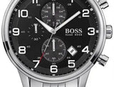 Hugo Boss Aeroliner Chronograph Black Dial Silver Steel Strap Watch For Men - 1512446 Buy Now By Hugo Boss