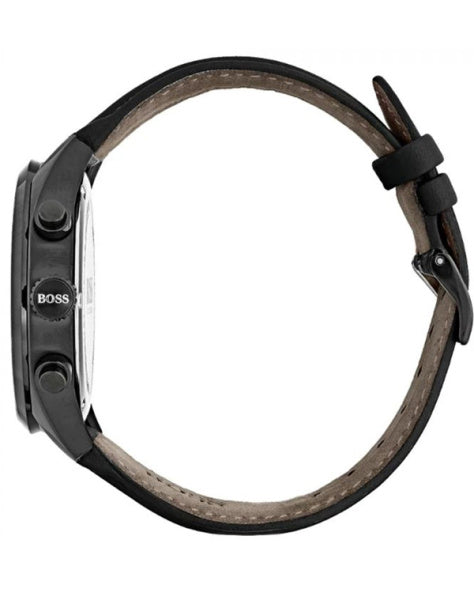 Hugo Boss Grand Prix Black Dial Black Leather Strap Watch for Men - 1513474 Buy Now By Hugo Boss