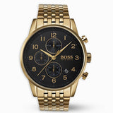 Hugo Boss Navigator Black Dial Gold Steel Strap Watch for Men - 1513531 Buy Now By Hugo Boss