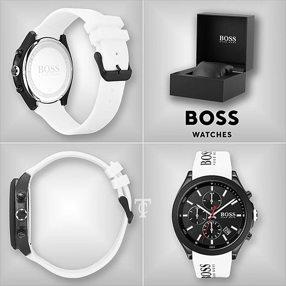 Hugo Boss Velocity Black Dial White Rubber Strap Watch for Men - 1513718 Buy Now By Hugo Boss