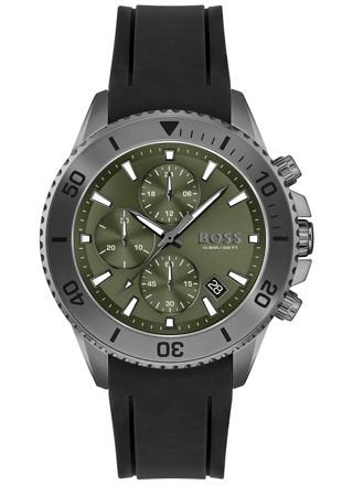 Hugo Boss Admiral Green Dial Black Silicon Rubber Strap Watch for Men - 1513967 Buy Now By Hugo Boss