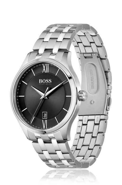 Hugo Boss Officer Black Dial Silver Steel Strap Watch for Men - 1513614 Buy Now By Hugo Boss