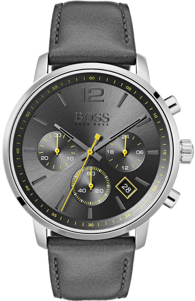 Hugo Boss Attitude Grey Dial Grey Leather Strap Watch for Men - 1513658 Buy Now By Hugo Boss