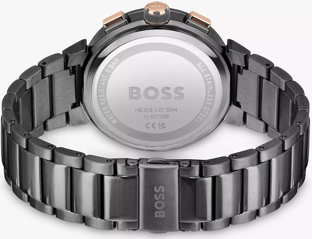Hugo Boss One Chronograph Red Dial Grey Steel Strap Watch For Men - 1514000 Buy Now By Hugo Boss