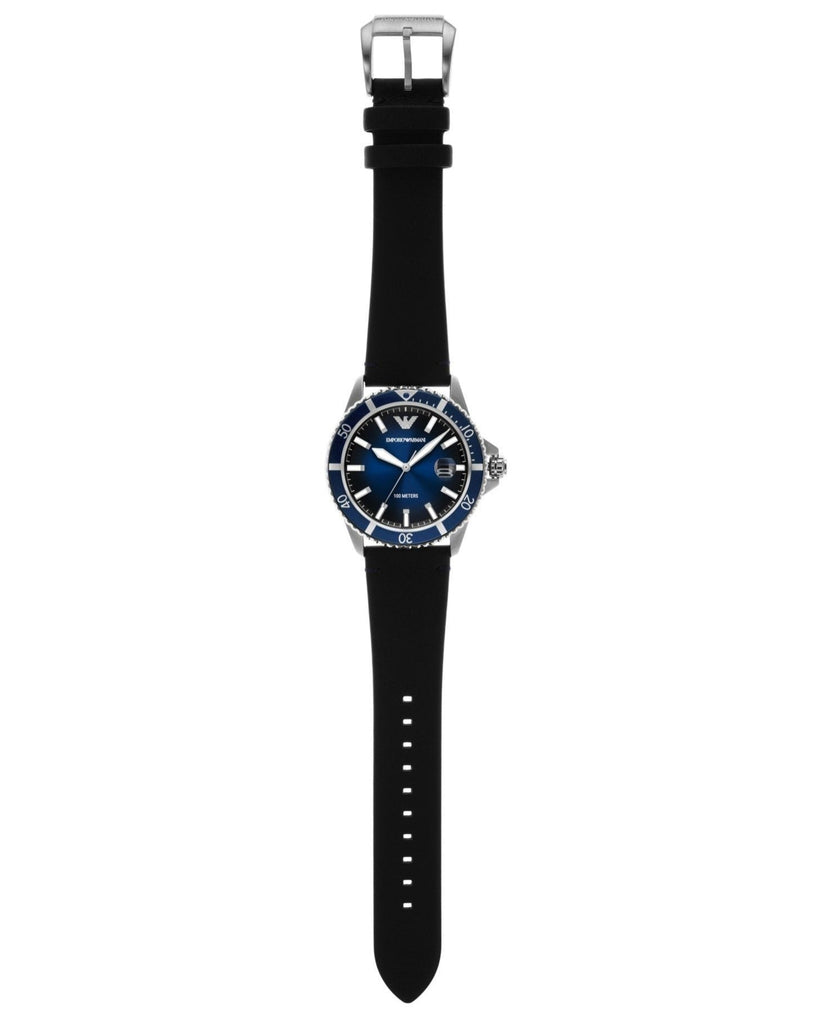 Emporio Armani Diver Three-Hand Quartz Blue Dial Blue Leather Strap Watch For Men - AR11516 Buy Now By Emporio Armani