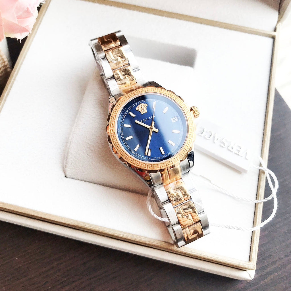 Versace Hellenyium Blue Dial Two Tone Steel Strap Watch for Women - V12060017 Buy Now By Versace