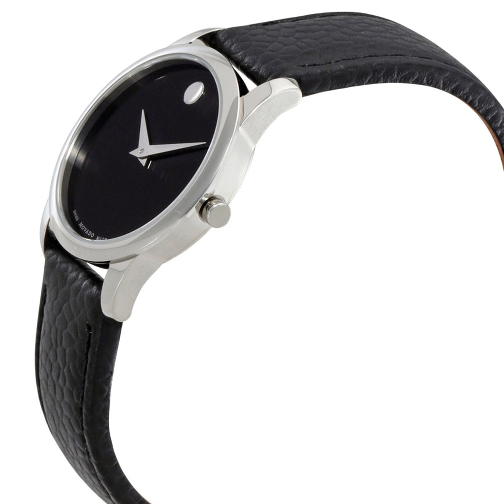 Movado Museum Classic Black Dial Black Leather Strap Watch For Women - 0607015 Buy Now By Movado