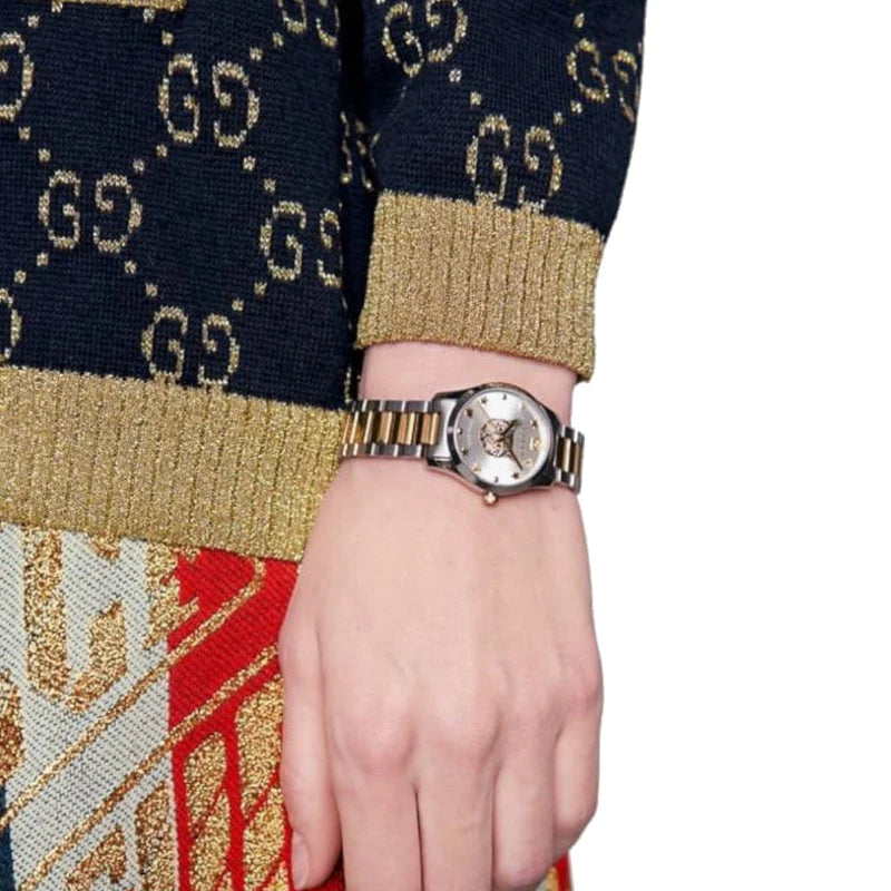 Gucci G Timeless Quartz Silver Dial Two Tone Steel Strap Watch For Women - YA126596 Buy Now By Gucci