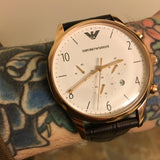 Emporio Armani Beta Chronograph White Dial Brown Leather Strap Watch For Men - AR1916 Buy Now By Emporio Armani