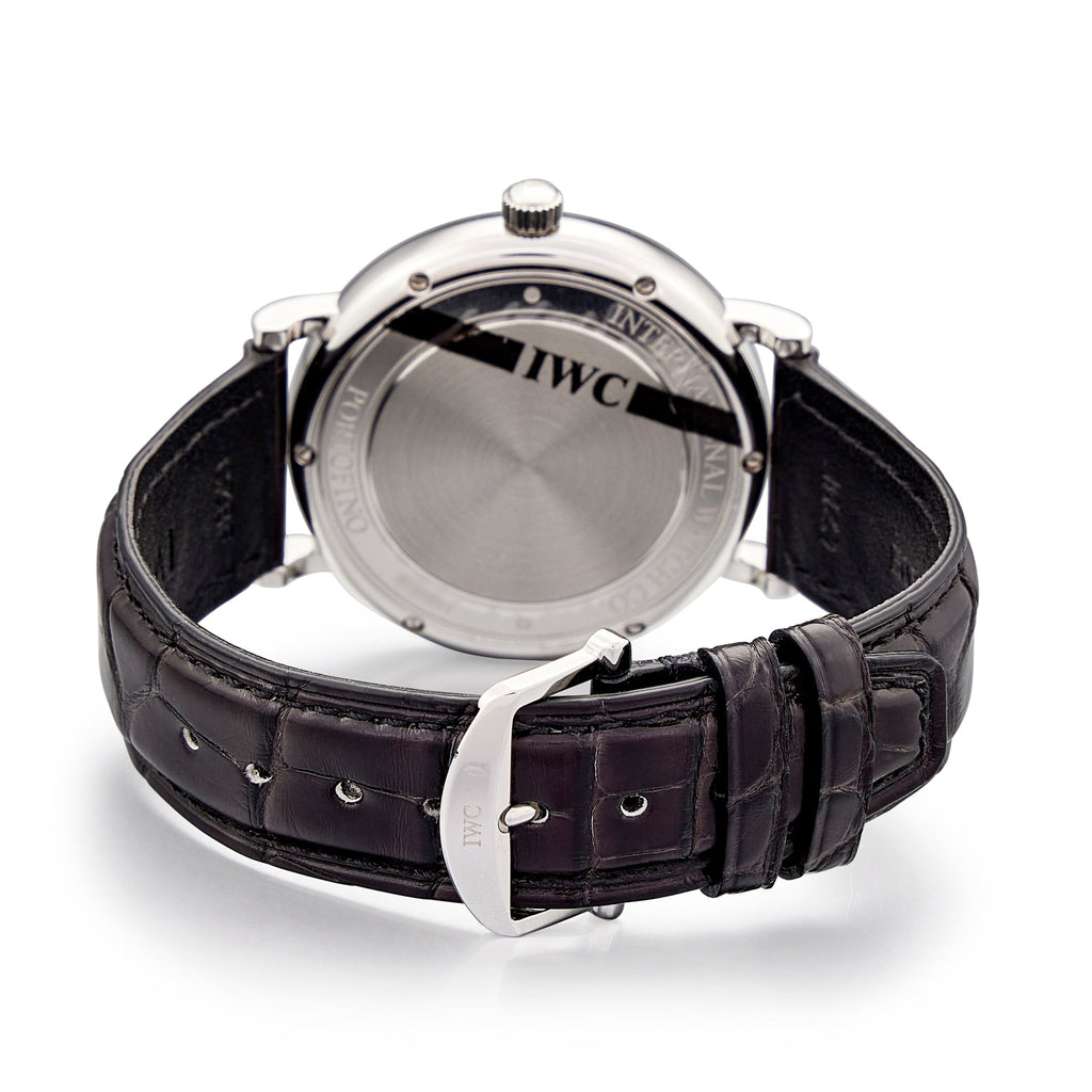 IWC Portofino Automatic White Dial Black Leather Strap Watch for Men - IW356501 Buy Now By IWC