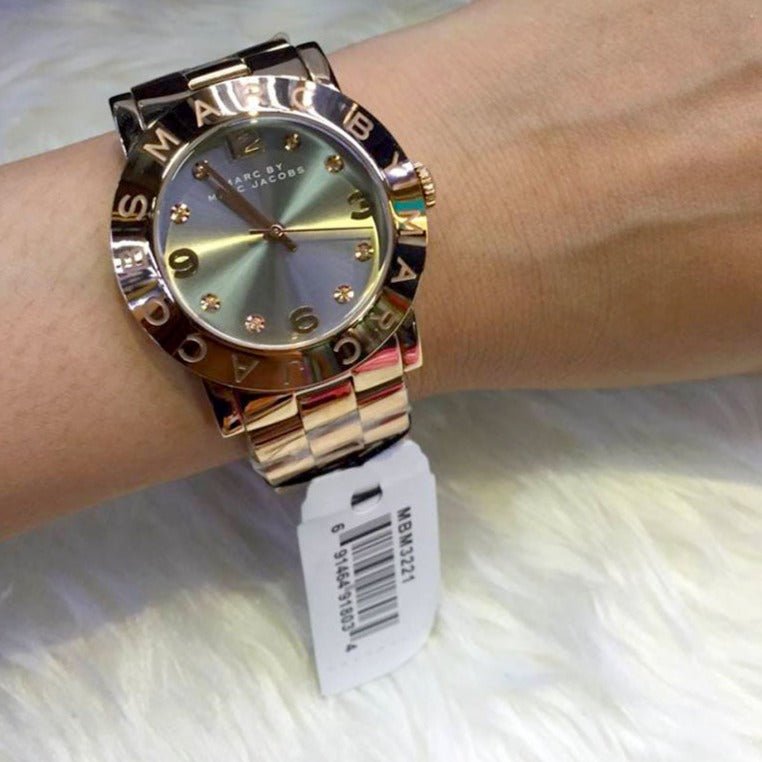 Marc Jacobs Amy Glitz Brown Dial Rose Gold Steel Strap Watch for Women - MBM3221 Buy Now By Marc Jacobs