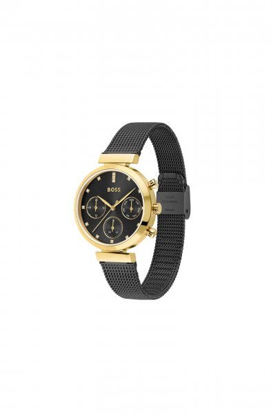 Hugo Boss Flawless Black Dial Black Mesh Bracelet Watch for Women - 1502627 Buy Now By Hugo Boss