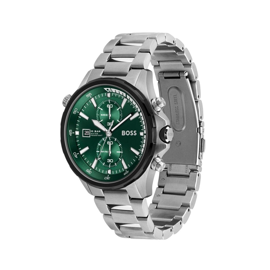 Hugo Boss Globetrotter Green Dial Silver Steel Strap Watch for Men - 1513930 Buy Now By Hugo Boss