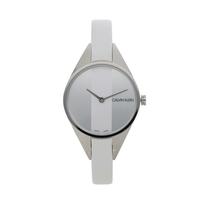 Calvin Klein Rebel White Dial White Leather Strap Watch for Women - K8P231L6 Buy Now By Calvin Klein