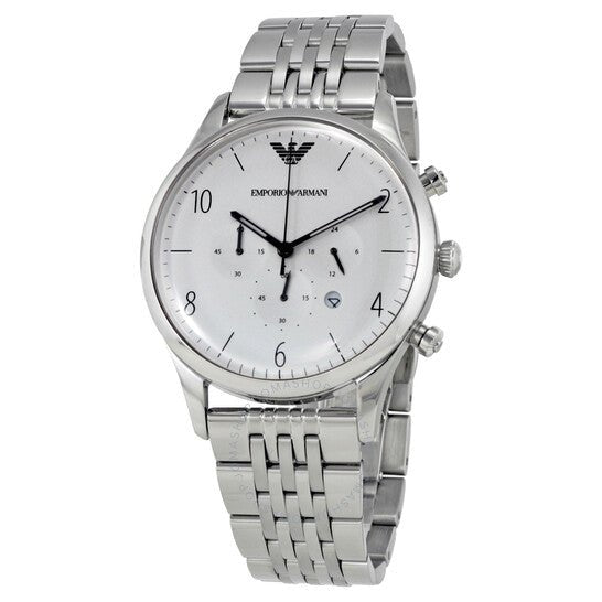 Emporio Armani Classic Chronograph Silver Dial Silver Steel Strap Watch For Men - AR1879 Buy Now By Emporio Armani